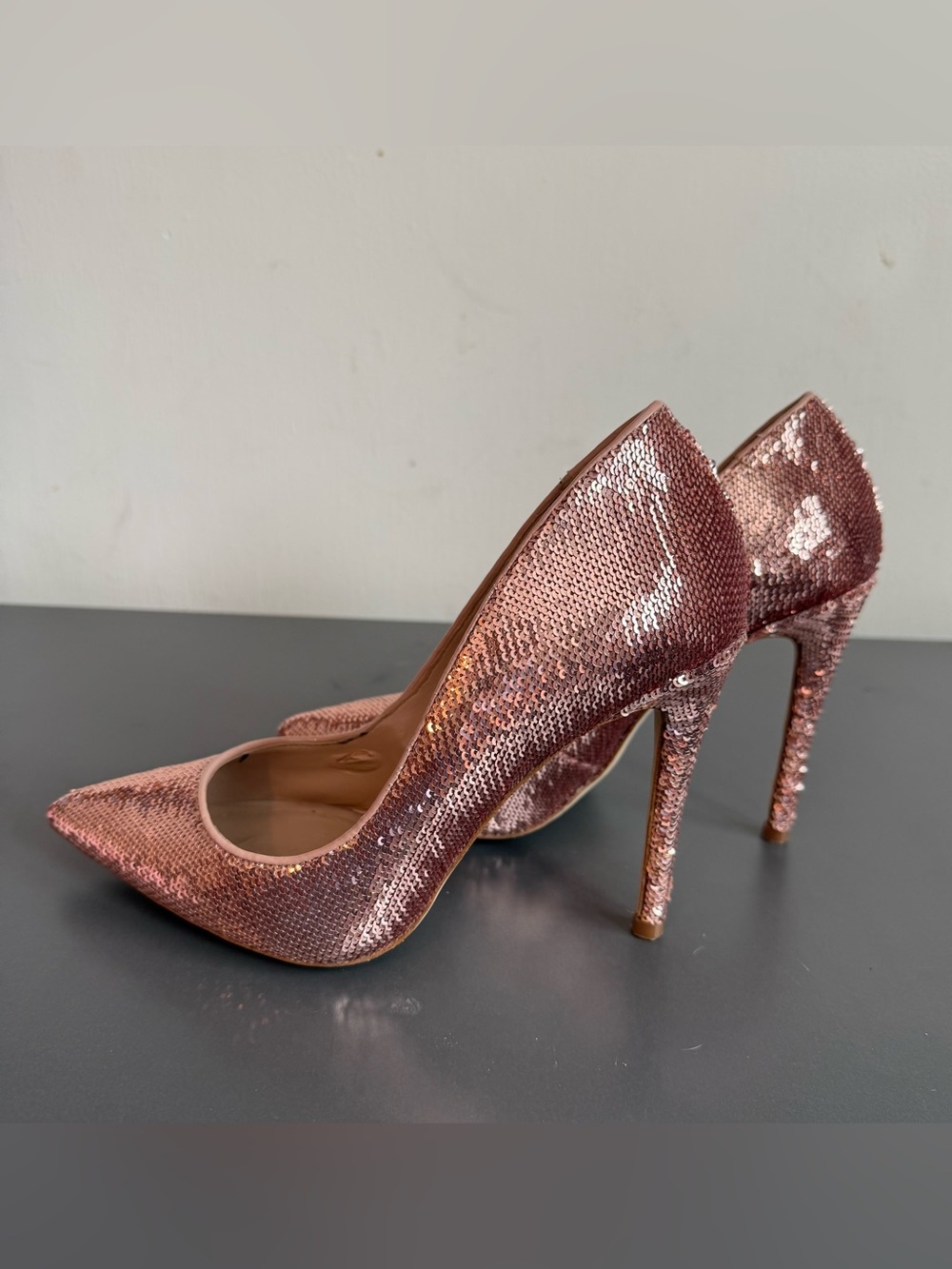Aldo Rose Gold Sequin Pointed-Toe Stiletto Pumps